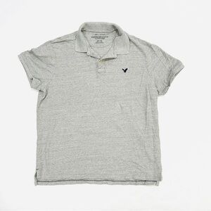 American Eagle Outfitters Mens Grey Athletic Fit Polo Short Sleeve Shirt